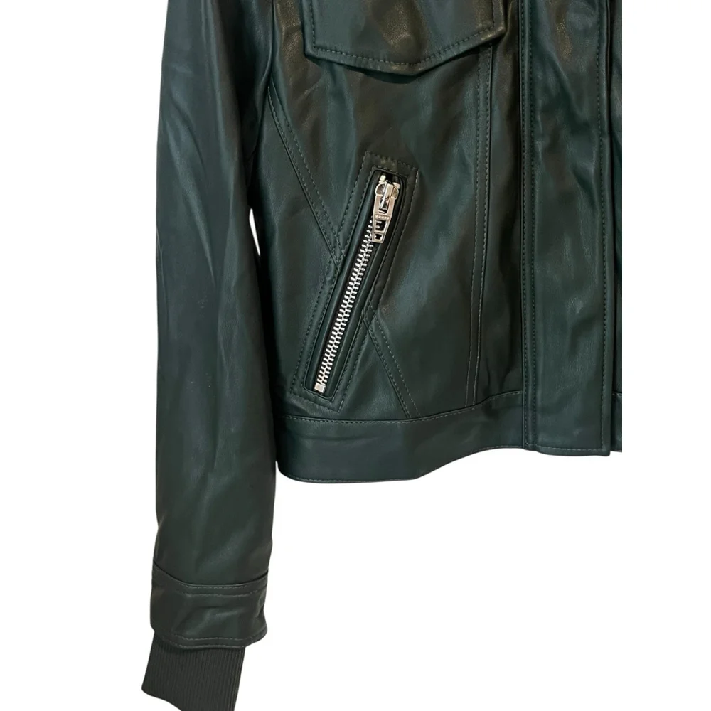 Blank NYC Faux Leather Jacket Green Small - Picture 4 of 11